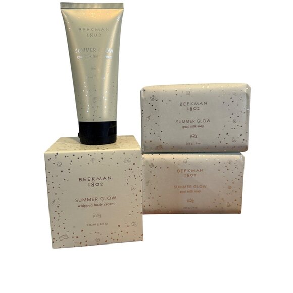 Beekman 1802 Summer Glow Goat Milk Soap Whipped Body Cream & Hand Cream Set - Picture 1 of 5
